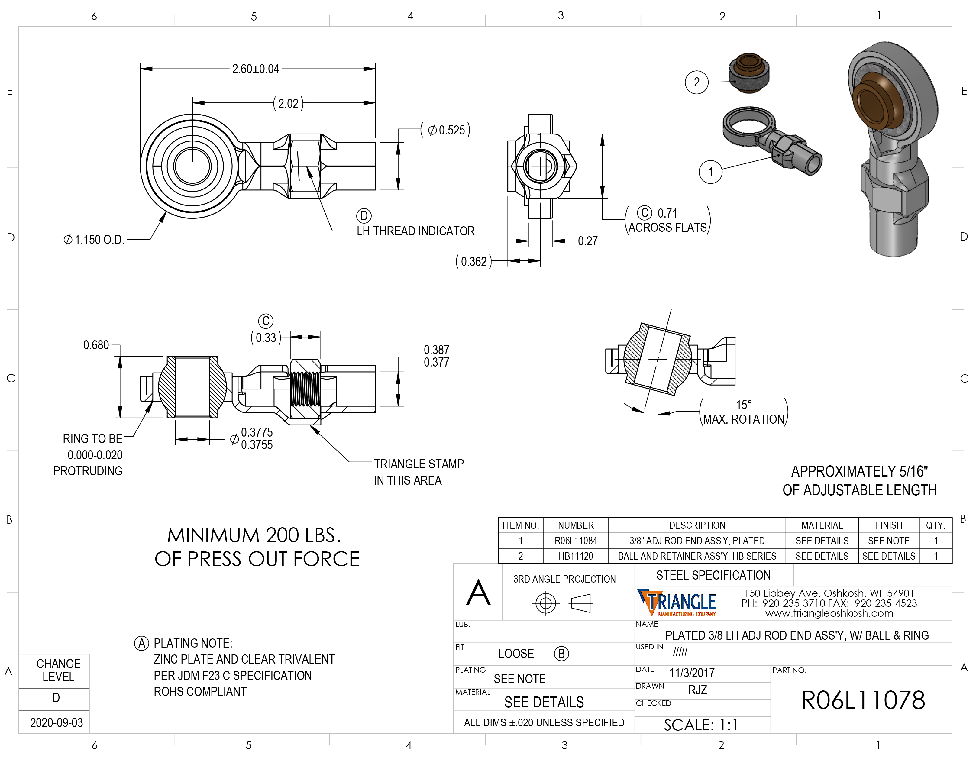Steel Spherical Rod End Bearing Heim Joint